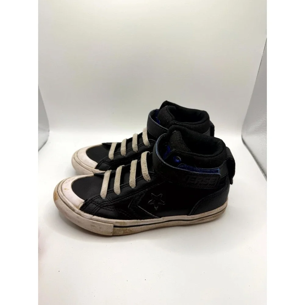 Converse Pro‎ Blaze Strap 666049C Unisex Kids 1 Sneaker Black Blue Leather Shoes